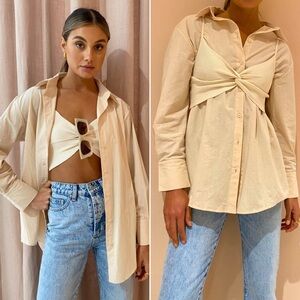 Sovere | Cream Knit Button Up and Bralette Top Set | Sz M